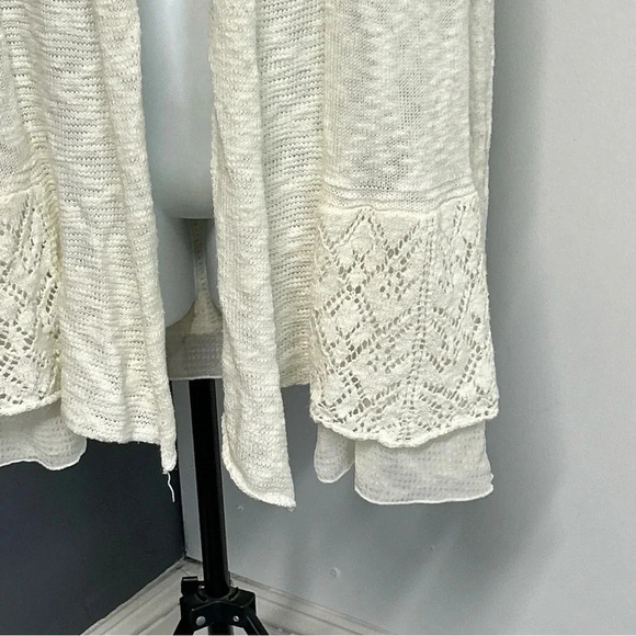 Vintage America Blues Cardigan Women's Large Ivory Boho Fairycore Romantic Sheer - Picture 2 of 12